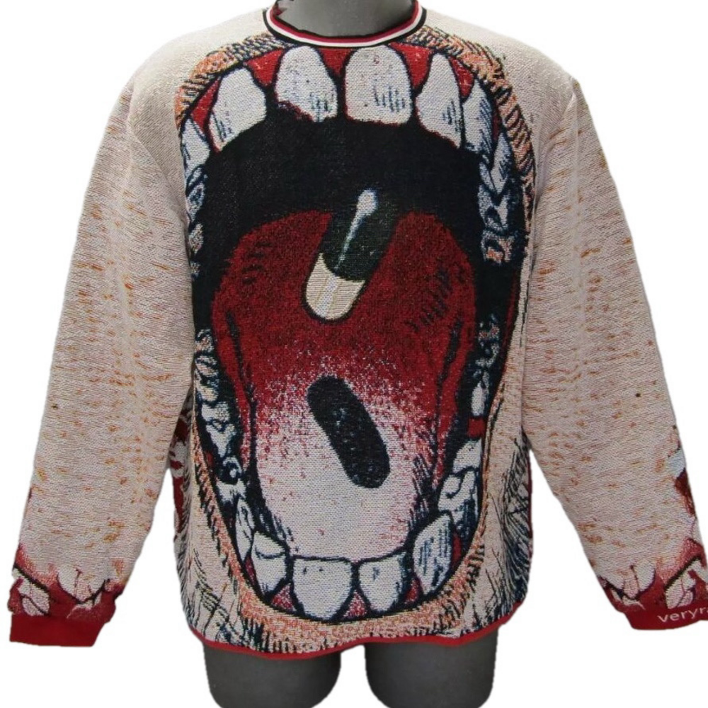 NEW VERYRARE  Sweatshirt White/Red Size XXL Take Your Pills Crewneck Pullover